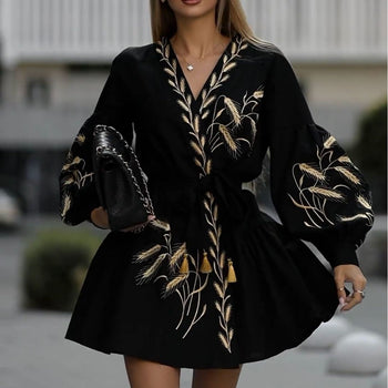 Printed Wide Hem Dress - MVRX
