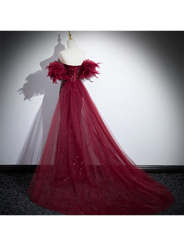 Wedding Red Formal Fishtail Sequins Evening Dress - MVRX
