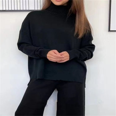 1 Set Knitted Tracksuit Turtleneck Sweater - MVRX