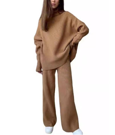 1 Set Knitted Tracksuit Turtleneck Sweater - MVRX