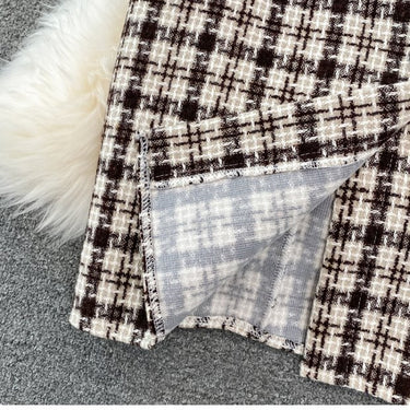 Sweater Woolen Plaid Skirt Suit - MVRX