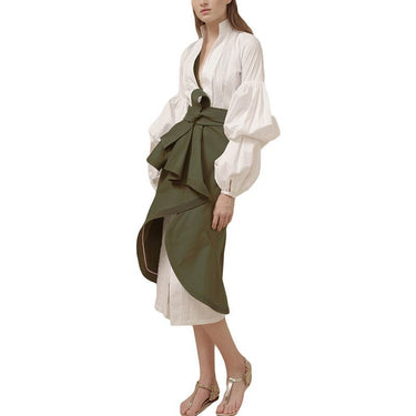 Shirt dress irregular high waist skirt - MVRX