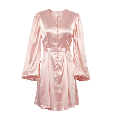 Satin V-Neck Slim Dress - MVRX