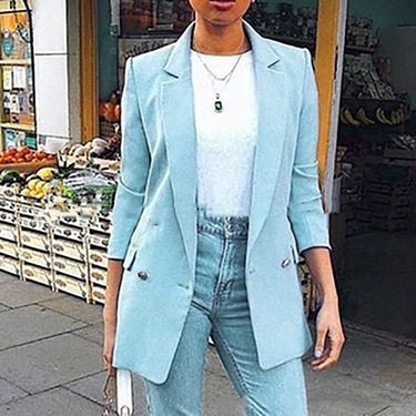 Solid Color Long-sleeved Lapel Slim-fit Blazer - MVRX