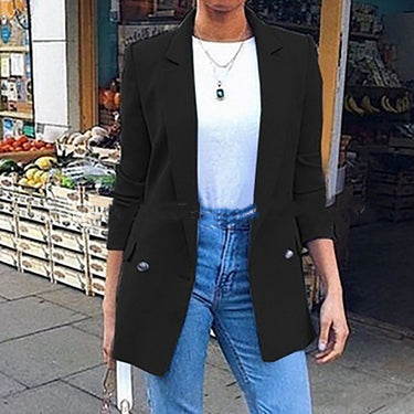 Solid Color Long-sleeved Lapel Slim-fit Blazer - MVRX