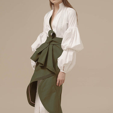 Shirt dress irregular high waist skirt - MVRX