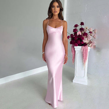 Satin Backless Dress - MVRX