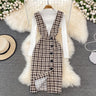 Sweater Woolen Plaid Skirt Suit - MVRX