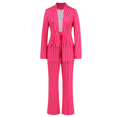 Striped Blazer Wide-leg Pants Suit - MVRX