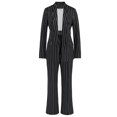 Striped Blazer Wide-leg Pants Suit - MVRX