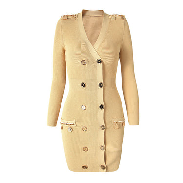 Metal Buckle Knitted Dress - MVRX