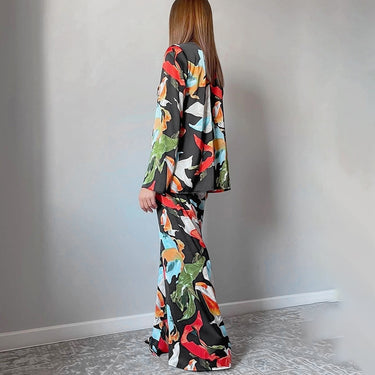 Print Top Wide Leg Pants Suit - MVRX