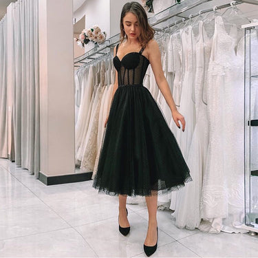Short Black Suspender Dress - MVRX