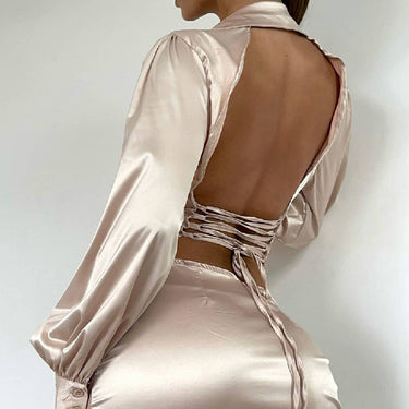 Long Sleeve Lapel Dress - MVRX
