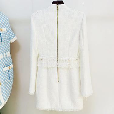 Lion's Head Tweed Tassel Dress - MVRX