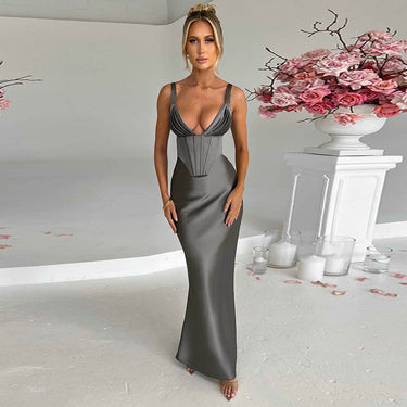 Elegant Satin Slim Strap Dress - MVRX
