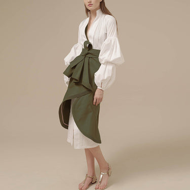 Shirt dress irregular high waist skirt - MVRX