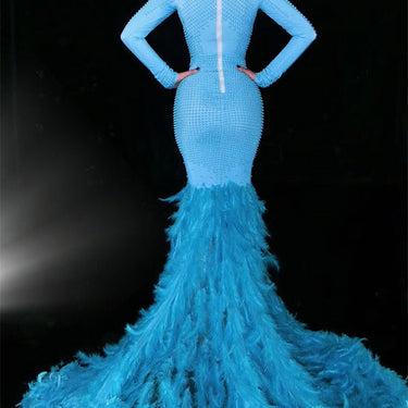 Water Bottle Feather Trailing Hip Dress Costume - MVRX