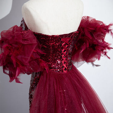 Wedding Red Formal Fishtail Sequins Evening Dress - MVRX
