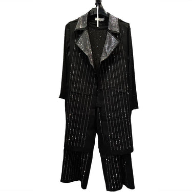 Women's Mid Length Vest Wide Leg Pants Set - MVRX