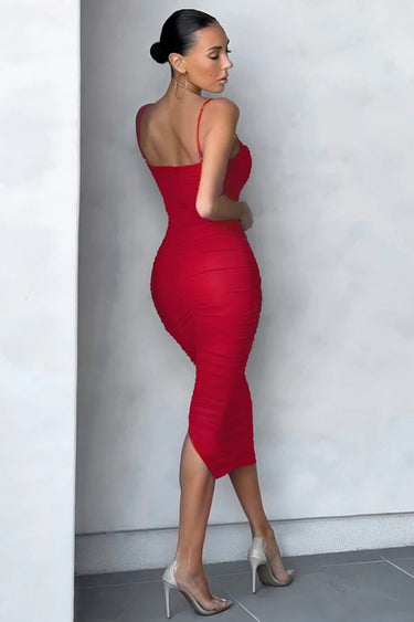 Mesh Tight Pleated Bandage Dress - MVRX