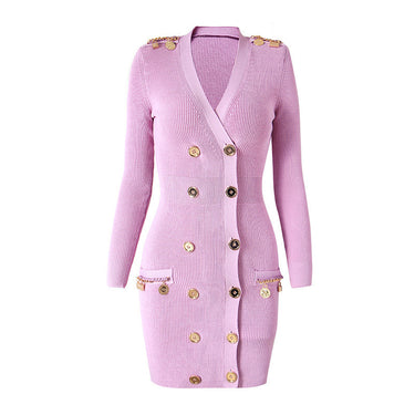 Metal Buckle Knitted Dress - MVRX
