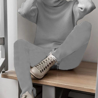 Solid Color Ladies Casual Two-piece Knitted Turtleneck - MVRX
