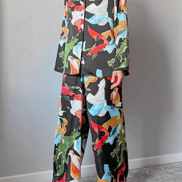 Print Top Wide Leg Pants Suit - MVRX