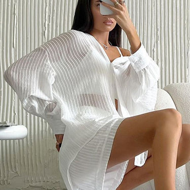 Casual Long Sleeve Cardigan Shorts Suit - MVRX