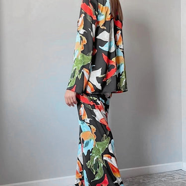 Print Top Wide Leg Pants Suit - MVRX