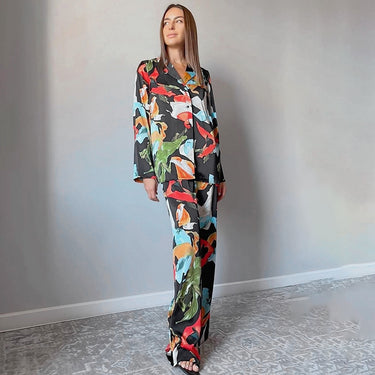 Print Top Wide Leg Pants Suit - MVRX