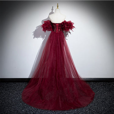 Wedding Red Formal Fishtail Sequins Evening Dress - MVRX