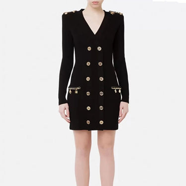 Metal Buckle Knitted Dress - MVRX