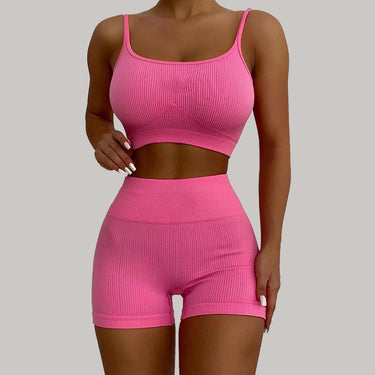 Solid Color Sports Yoga Vest Shorts Suit - MVRX
