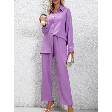 Loose Shirt High Waist Pants Two-piece Set - MVRX