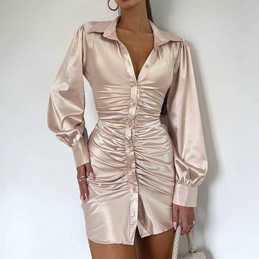 Long Sleeve Lapel Dress - MVRX