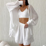 Casual Long Sleeve Cardigan Shorts Suit - MVRX