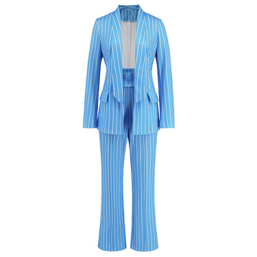 Striped Blazer Wide-leg Pants Suit - MVRX