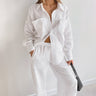 Loose Long Sleeves Shirt High Waist Straight Pants Suit - MVRX