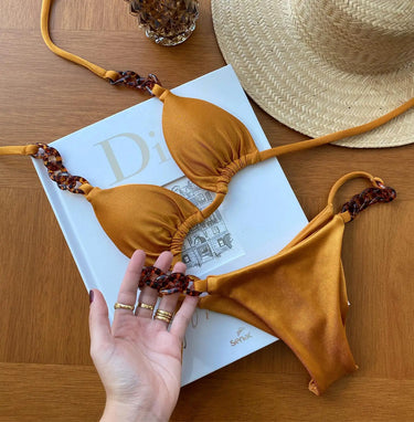 Citrine Pleat Bikini Swimwear - MVRX