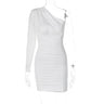 Pleated One-shoulder Dress - MVRX
