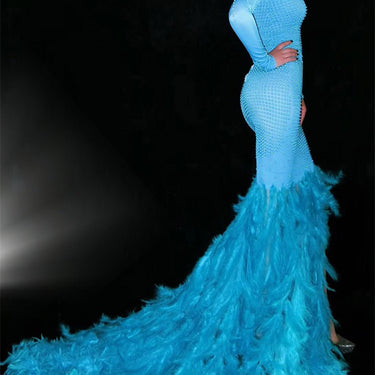 Water Bottle Feather Trailing Hip Dress Costume - MVRX