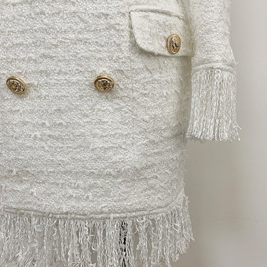 V-neck Tassel Woolen Dress - MVRX