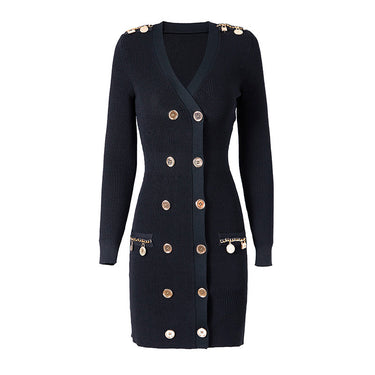 Metal Buckle Knitted Dress - MVRX