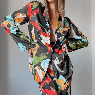 Print Top Wide Leg Pants Suit - MVRX