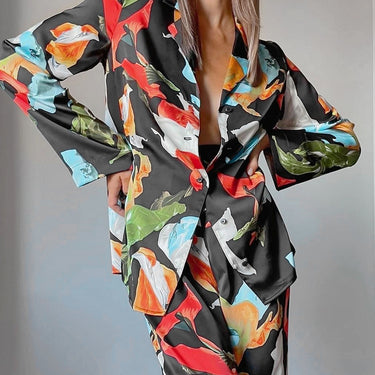 Print Top Wide Leg Pants Suit - MVRX