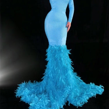 Water Bottle Feather Trailing Hip Dress Costume - MVRX