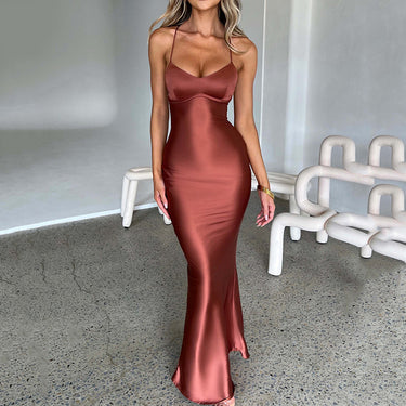 Satin Backless Dress - MVRX