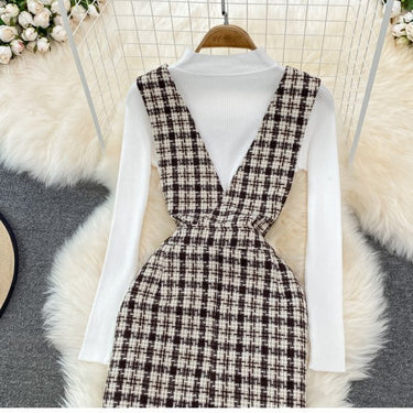 Sweater Woolen Plaid Skirt Suit - MVRX