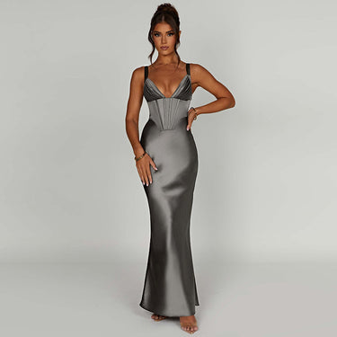 Elegant Satin Slim Strap Dress - MVRX
